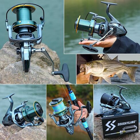 Sougayilang Surf Spinning Reel - Ultra Smooth Drag System for Big Game Saltwater Surf Fishing, Ideal High-Capacity for Freshwater Inshore and Offshore Fishing in Saudi Arabia
