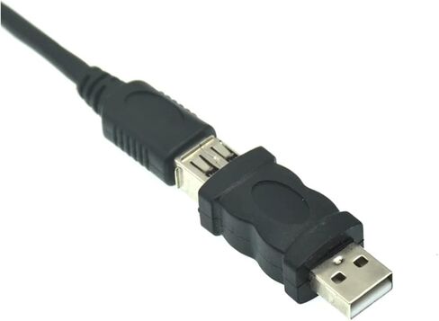 Firewire IEEE 1394 6 Pin Female to USB 2.0 TY>pe A Male Adaptor Adapter Cameras Mobile Phones MP3 Player PDAs Black in Saudi Arabia