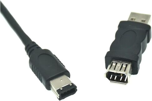 Firewire IEEE 1394 6 Pin Female to USB 2.0 TY>pe A Male Adaptor Adapter Cameras Mobile Phones MP3 Player PDAs Black in Saudi Arabia