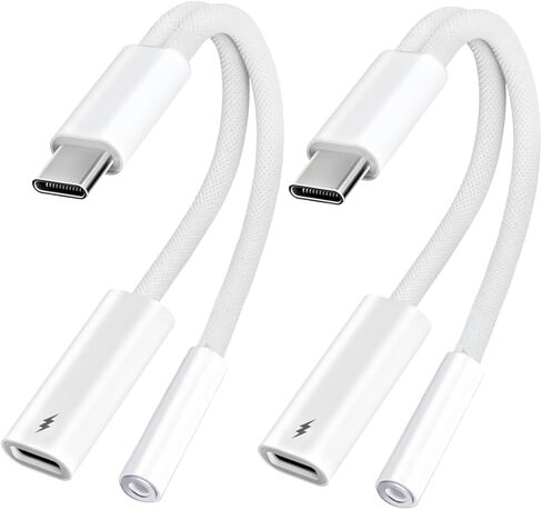 2 حزمة USB C Splitter 1 في 2 Out، شاحن UsbC مزدوج ومحول سماعة رأس، USBC Splitter PD 60W شحن سريع، محول صوت من النوع C كابل دونجل USB-C لأجهزة Apple iPhone 15 16 17/iPad Pro/Galaxy/Pixel in Kuwait
