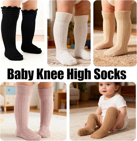 Toddler Girls Knee High Socks Soft Cotton Ruffle Long Tube Socks For Preemie Infant Newborn Toddler in Saudi Arabia