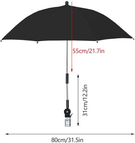 Chair Umbrella with Clamp, Flexible Outdoor Sun Protection Umbrella Portable Umbrella for Chair Beach Chairs Strollers Wheelchairs Patio Chairs Golf Carts 31.5 Inch in Saudi Arabia