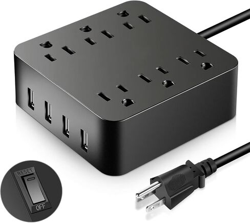 Power Strip Surge Protector, 6 AC Outlet with 4 Port USB Power Strip Charger 5ft Power Cord 1875W 100-240V for Home, Office, Dorm Essential in Saudi Arabia
