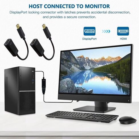 2 × محول DisplayPort أسود إلى HDMI 4K منفذ DisplayPort أحادي الاتجاه، موصل DisplayPort مطلي بالذهب يوصل جهاز كمبيوتر أو كمبيوتر محمول أو أجهزة مزودة بمنفذ DisplayPort إلى شاشة أو تلفزيون مع منفذ HDMI بواسطة YTXXDEUS in Kuwait