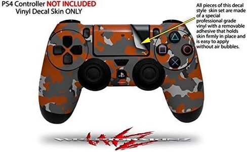 غلاف لاصق من الفينيل متوافق مع وحدة تحكم Sony PS4، PlayStation 4 الأصلية النحيفة وPro WraptorCamo Old School Camouflage Camo Orange Burnt (وحدة التحكم غير متضمنة) in Kuwait