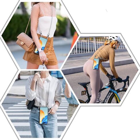حافظة هاتف UnnFiko Crossbody لهاتف iPhone 17 Pro Max متوافقة مع Magsafe Clear، حافظة هاتف معدنية مقاومة للصدمات، حافظة هاتف مغناطيسية لهاتف iPhone 17 Pro Max (حبل فضي) in Kuwait
