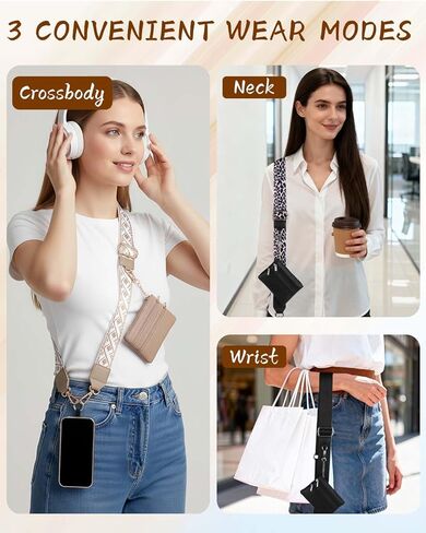 Clip and Go Strap for Phone with Wallet Crossbody, Stylish Versatile Adjustable Phone Strap with Zippered Pouch, Anti Theft Cellphone Lanyard for Women, Protecting Money & Cards (Multi color-4PC) in Saudi Arabia