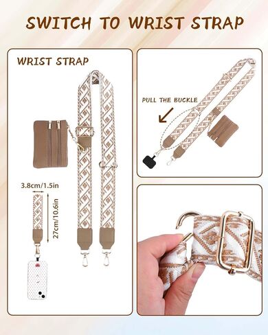Clip and Go Strap for Phone with Wallet Crossbody, Stylish Versatile Adjustable Phone Strap with Zippered Pouch, Anti Theft Cellphone Lanyard for Women, Protecting Money & Cards (Multi color-4PC) in Saudi Arabia