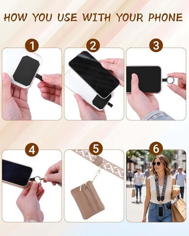 Clip and Go Strap for Phone with Wallet Crossbody, Stylish Versatile Adjustable Phone Strap with Zippered Pouch, Anti Theft Cellphone Lanyard for Women, Protecting Money & Cards (Multi color-4PC) in Saudi Arabia