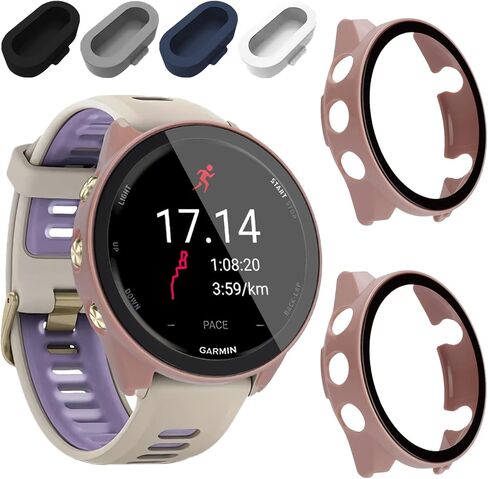 Liuyuxi [حافظة ساعة 2+4 قطع لـ Garmin Forerunner 970 مع واقي شاشة مدمج، تغطية كاملة 360 درجة مع مقابس مقاومة للغبار، غطاء واقٍ مقاوم للتصادم والخدش. in Saudi Arabia