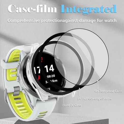 Liuyuxi [حافظة ساعة 2+4 قطع لـ Garmin Forerunner 970 مع واقي شاشة مدمج، تغطية كاملة 360 درجة مع مقابس مقاومة للغبار، غطاء واقٍ مقاوم للتصادم والخدش. in Kuwait