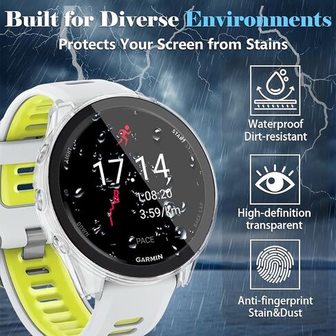Liuyuxi [حافظة ساعة 2+4 قطع لـ Garmin Forerunner 970 مع واقي شاشة مدمج، تغطية كاملة 360 درجة مع مقابس مقاومة للغبار، غطاء واقٍ مقاوم للتصادم والخدش. in Kuwait