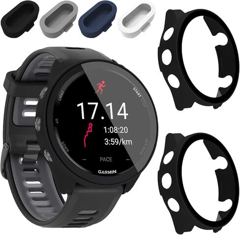 Liuyuxi [حافظة ساعة 2+4 قطع لـ Garmin Forerunner 970 مع واقي شاشة مدمج، تغطية كاملة 360 درجة مع مقابس مقاومة للغبار، غطاء واقٍ مقاوم للتصادم والخدش. in Kuwait