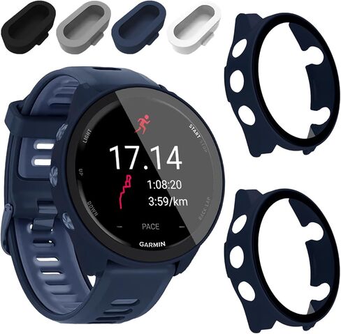 Liuyuxi [حافظة ساعة 2+4 قطع لـ Garmin Forerunner 970 مع واقي شاشة مدمج، تغطية كاملة 360 درجة مع مقابس مقاومة للغبار، غطاء واقٍ مقاوم للتصادم والخدش. in Kuwait