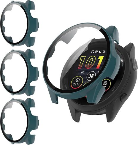 3 Pack for Garmin Forerunner 265 46mm Screen Protector Case [Full Coverage], Hard PC Bumper All-Around Protective Accessories for Garmin Forerunner 265 Built-in Tempered Glass Film in Saudi Arabia