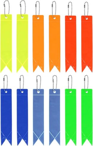 Safety Reflector, 12 Pack Reflector Tag Pendant Reflective Safety Keychain Gear for Backpack Cycling Running Wheelchairs, Multicolored in Saudi Arabia