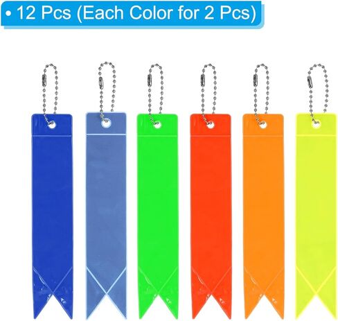 Safety Reflector, 12 Pack Reflector Tag Pendant Reflective Safety Keychain Gear for Backpack Cycling Running Wheelchairs, Multicolored in Saudi Arabia
