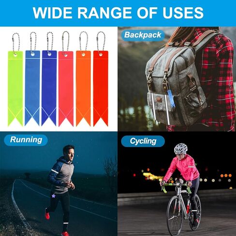 Safety Reflector, 12 Pack Reflector Tag Pendant Reflective Safety Keychain Gear for Backpack Cycling Running Wheelchairs, Multicolored in Saudi Arabia