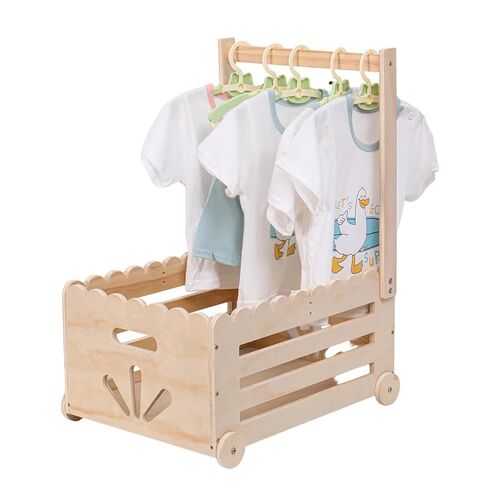 Wooden Baby Shower Crate Closet with Wheels,Baby Girl Boy Shower Gift Basket with Handle,Pushable Baby Shower Gifts Baby Basket,Personalized Baby Gifts for New Parent of Newborn (Wave With wheels) in Saudi Arabia