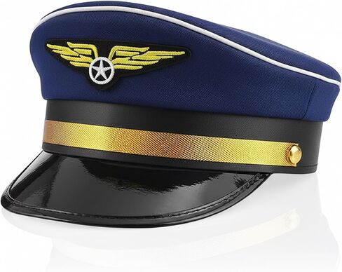 Pilot Hat | Airplane Pilots Cap | Pilot Dress Up Hats | Aviator Hats Costume | Black Captain Hat | Airline Dress Up Cap | Airline Costumes Outfit | Flight Captain Accessories | Black | Adjustable in Saudi Arabia