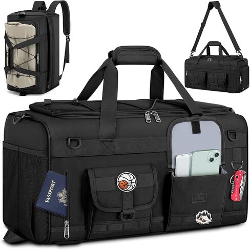 RAINSMORE Gym Bag for Men, 45L Sports Duffel Bag with Shoe Compartment Gym Backpack Carry On Weekender Bag Overnight Backpack Carry On,Black in Saudi Arabia