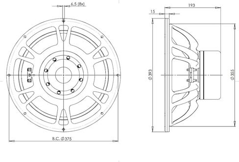 B&C Speakers 15SW115-8 Pro Audio 15-inch Subwoofer Woofer Cone TWP Waterproof Both Sides 1700 Wrms 3400 Watts Peak 4.5" Ventilated Voice Coil Gap 8 Ohms in Saudi Arabia