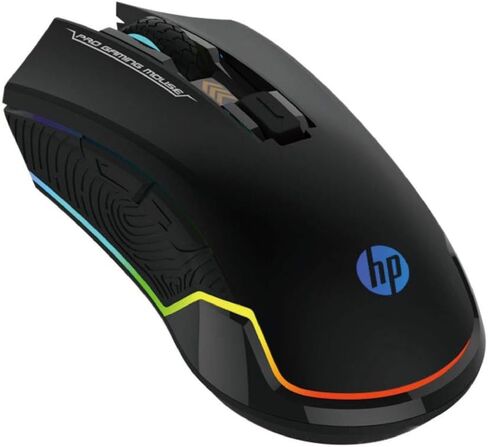 ماوس ألعاب سلكي من HP LED RGB بإضاءة خلفية قابلة للتعديل 6200 نقطة في البوصة 6 أزرار قابلة للبرمجة ماوس USB مريح للاعبين in Kuwait