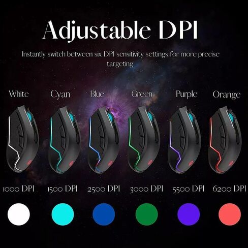 ماوس ألعاب سلكي من HP LED RGB بإضاءة خلفية قابلة للتعديل 6200 نقطة في البوصة 6 أزرار قابلة للبرمجة ماوس USB مريح للاعبين in Kuwait