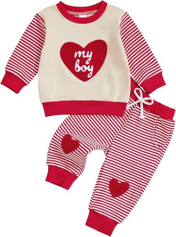 ملابس الطفل الصبي عاشق القلب LongSleeve البلوز + السراويل فتاة صغيرة لطيف عيد الحب الزي خريف شتاء in Kuwait