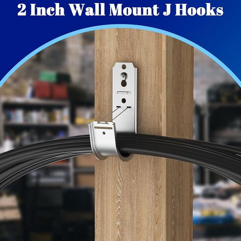 ForoGore 100 Pack 2 Inch J Hook Wall Mount J Hook with Retainer Clip Galvanized Steel Wall Cable Hooks Smooth Round Edge J Hook for Hanging Wire Cable Management & Organization Solution in Kuwait