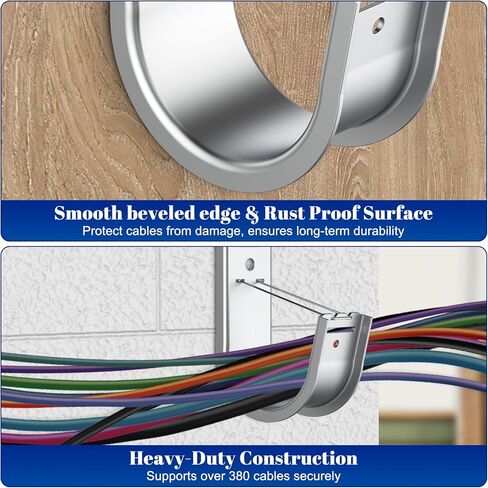 ForoGore 100 Pack 2 Inch J Hook Wall Mount J Hook with Retainer Clip Galvanized Steel Wall Cable Hooks Smooth Round Edge J Hook for Hanging Wire Cable Management & Organization Solution in Kuwait