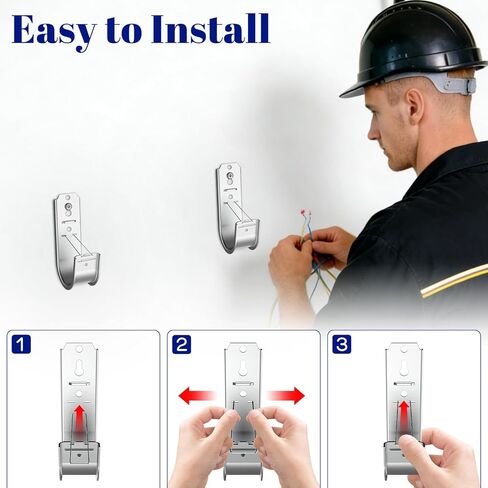 ForoGore 100 Pack 2 Inch J Hook Wall Mount J Hook with Retainer Clip Galvanized Steel Wall Cable Hooks Smooth Round Edge J Hook for Hanging Wire Cable Management & Organization Solution in Kuwait