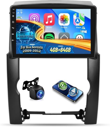 [4+64G] NHOPEEW Car Radio for Kia Sorento 2009-2012(Only for Manual A/C) - Wireless Carplay and Android Auto - 10 Inch Touchscreen Android Car Stereo - GPS/EQ Audio/WiFi/SWC + AHD Backup Camera in Saudi Arabia