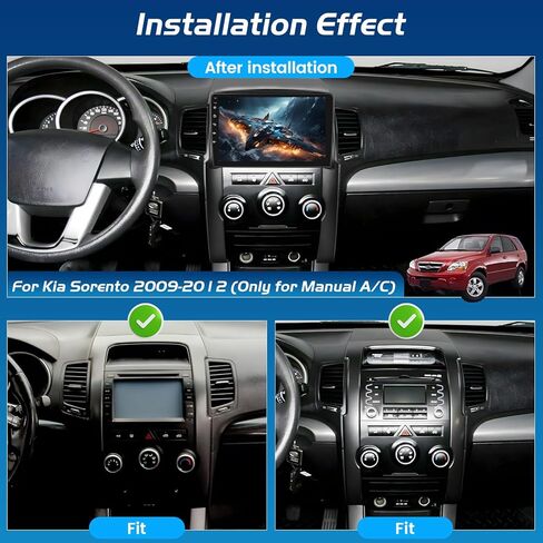 [4+64G] NHOPEEW Car Radio for Kia Sorento 2009-2012(Only for Manual A/C) - Wireless Carplay and Android Auto - 10 Inch Touchscreen Android Car Stereo - GPS/EQ Audio/WiFi/SWC + AHD Backup Camera in Saudi Arabia