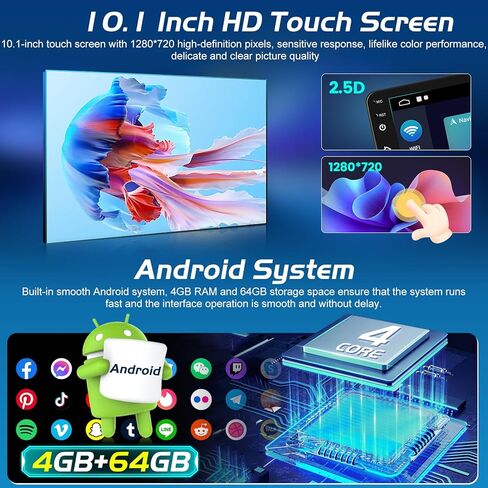 [4+64G] NHOPEEW Car Radio for Kia Sorento 2009-2012(Only for Manual A/C) - Wireless Carplay and Android Auto - 10 Inch Touchscreen Android Car Stereo - GPS/EQ Audio/WiFi/SWC + AHD Backup Camera in Saudi Arabia