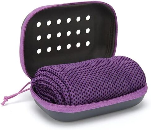 Quick-Drying Cooling Towel - Soft, Breathable, Sweat-Absorbing Cold Towel with Storage Box for Sports, Running, Yoga, and Fitness, Purple in Saudi Arabia