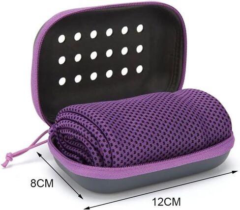 Quick-Drying Cooling Towel - Soft, Breathable, Sweat-Absorbing Cold Towel with Storage Box for Sports, Running, Yoga, and Fitness, Purple in Saudi Arabia