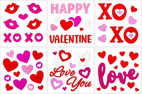 6 أوراق ملصقات نافذة عيد الحب، قلب أحمر، كيوبيد، جنوم، عيد حب سعيد للوحة إعلانات النوافذ الزجاجية وديكورات حفلات الذكرى السنوية للزفاف، ملصقات ديكور لعيد الحب in Kuwait