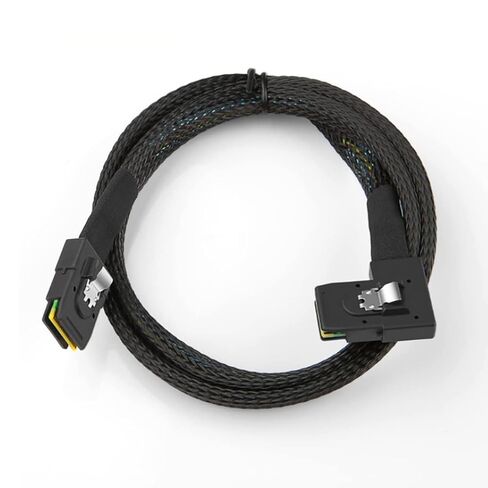 Mini SAS SFF-8087 Straight to SFF-8087 Right Angle Internal Server Cable – 12Gbps High Speed 30AWG Data Cable, Black Flat Connector (1m) in Saudi Arabia