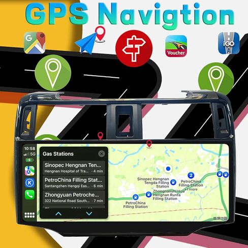 راديو ستيريو Android 14 لسيارة Toyota 4Runner 2009-2022 مدمج Carplay/Android Auto شاشة لمس عالية الدقة 12.3 بوصة مع نظام ملاحة GPS DSP Bluetooth GPS، FM WiFi + كاميرا احتياطية (أسود) in Kuwait