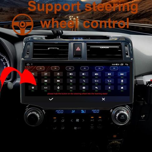 راديو ستيريو Android 14 لسيارة Toyota 4Runner 2009-2022 مدمج Carplay/Android Auto شاشة لمس عالية الدقة 12.3 بوصة مع نظام ملاحة GPS DSP Bluetooth GPS، FM WiFi + كاميرا احتياطية (أسود) in Kuwait