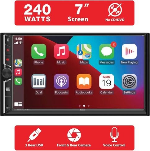 Dual Electronics DCA73W-BC 7-inch Certified Apple CarPlay Android Auto Wired or Wireless Car Stereo with XCAM150 Backup Camera & D65SP 6.5 inch Speakers Bundle in Saudi Arabia