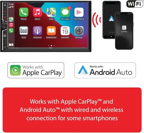 Dual Electronics DCA73W-BC 7-inch Certified Apple CarPlay Android Auto Wired or Wireless Car Stereo with XCAM150 Backup Camera & D65SP 6.5 inch Speakers Bundle in Saudi Arabia