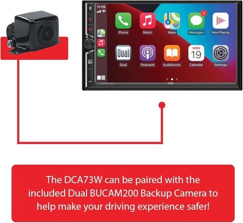 Dual Electronics DCA73W-BC 7-inch Certified Apple CarPlay Android Auto Wired or Wireless Car Stereo with XCAM150 Backup Camera & D65SP 6.5 inch Speakers Bundle in Saudi Arabia