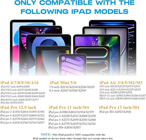 Stylus Pen for iPad 2018-2025, 20-Mins Fast Charge for Apple Pencil with Tilt & Palm Rejection, Active Digital Pens Compatible with iPad 6-10th Gen/A16, Pro 13"/12.9"/11"/M4, Air 3/4/5/M2/M3, Mini 5/6 in Saudi Arabia