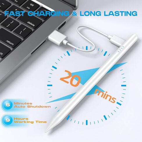 Stylus Pen for iPad 2018-2025, 20-Mins Fast Charge for Apple Pencil with Tilt & Palm Rejection, Active Digital Pens Compatible with iPad 6-10th Gen/A16, Pro 13"/12.9"/11"/M4, Air 3/4/5/M2/M3, Mini 5/6 in Saudi Arabia