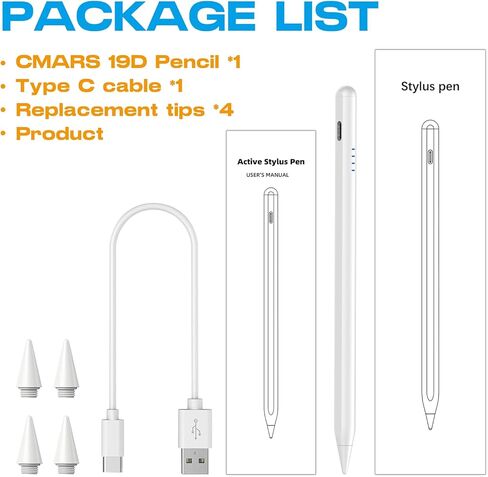 Stylus Pen for iPad 2018-2025, 20-Mins Fast Charge for Apple Pencil with Tilt & Palm Rejection, Active Digital Pens Compatible with iPad 6-10th Gen/A16, Pro 13"/12.9"/11"/M4, Air 3/4/5/M2/M3, Mini 5/6 in Saudi Arabia