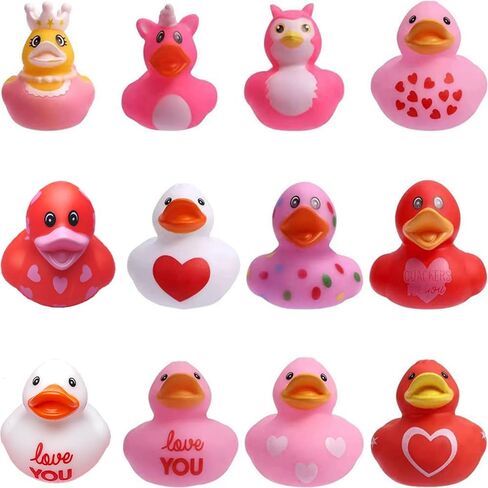 Valentine's Day Rubber Ducks Pink Valentine Heart Ducks Assorted Rubber Duck in Bulk for Jeep Ducking Bath Toys Valentines Day Christmas Party Favors Supplies Decoration in Saudi Arabia