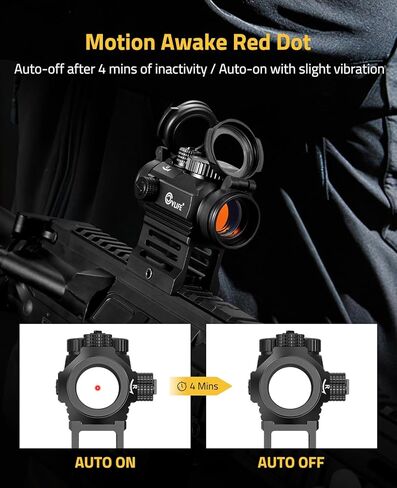 CVLIFE FoxSpook Motion Awake Red Dot Sight، 2 MOA Red Dot Scope Auto On & Off، 1x20mm Red Dot Optics مع ملف تعريف منخفض وحامل سفلي 1/3 للشاهد المشترك، وأغطية عدسات قابلة للطي وجهاز مضاد للانعكاس in Kuwait