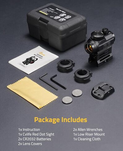CVLIFE FoxSpook Motion Awake Red Dot Sight، 2 MOA Red Dot Scope Auto On & Off، 1x20mm Red Dot Optics مع ملف تعريف منخفض وحامل سفلي 1/3 للشاهد المشترك، وأغطية عدسات قابلة للطي وجهاز مضاد للانعكاس in Kuwait